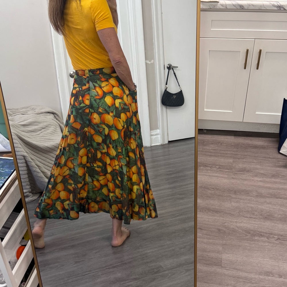 Maeve by Anthropologie Citrus Print Button-Front Midi Skirt – Size US 2 - Picture 9 of 12